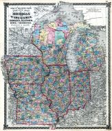 Michigan, Wisconsin, Indiana, Illinois, Iowa and Missouri States Map